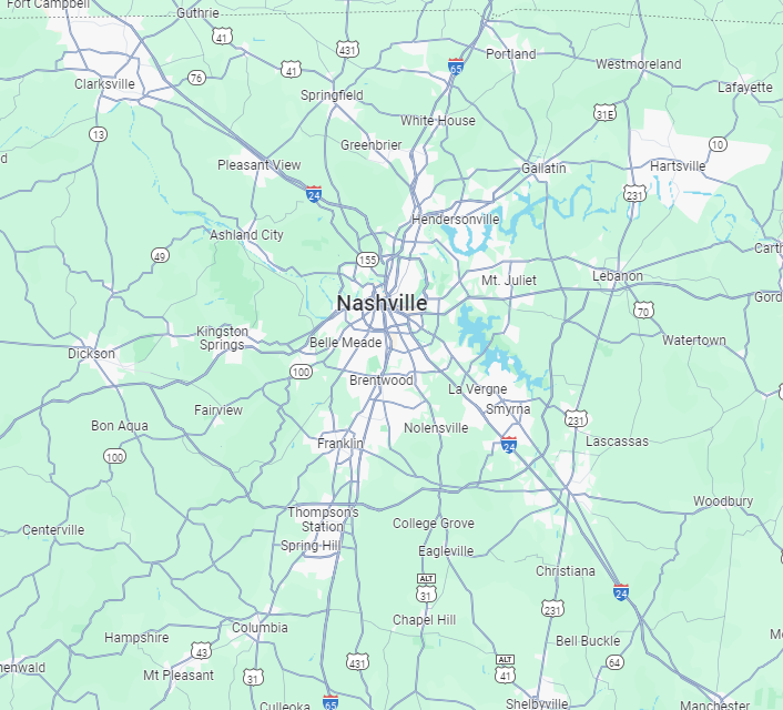 A map of nashville, tennessee